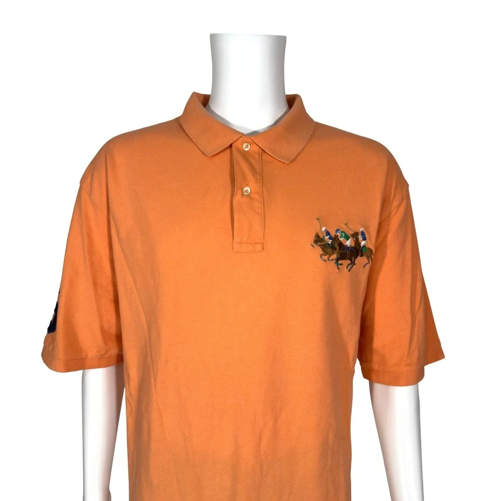 Polo Ralph Lauren Polo Shirt Mens 3XLT Orange Excellent Triple Pony Big Tall Y2K